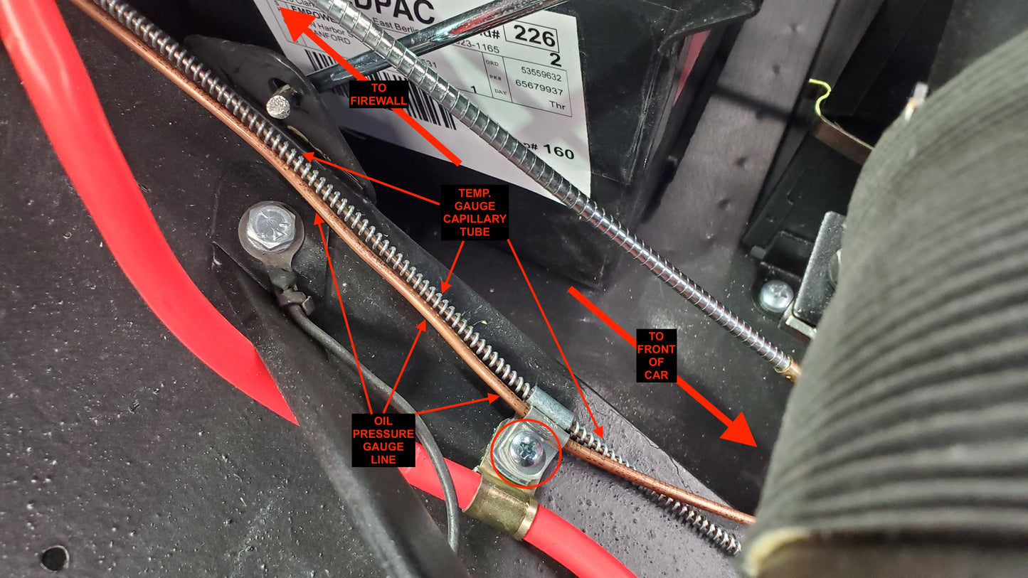 Bugeye under-bonnet screw kit (screws used to fasten hydraulic lines, windscreen washer line, temp gauge capillary tube, voltage regulator, fuse block, horn wiring, oil pressure gauge line)