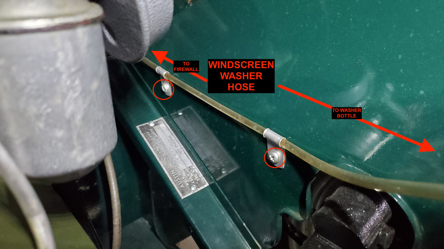 Bugeye under-bonnet screw kit (screws used to fasten hydraulic lines, windscreen washer line, temp gauge capillary tube, voltage regulator, fuse block, horn wiring, oil pressure gauge line)