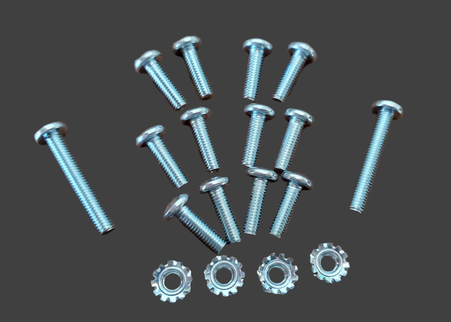 Bugeye under-bonnet screw kit (screws used to fasten hydraulic lines, windscreen washer line, temp gauge capillary tube, voltage regulator, fuse block, horn wiring, oil pressure gauge line)