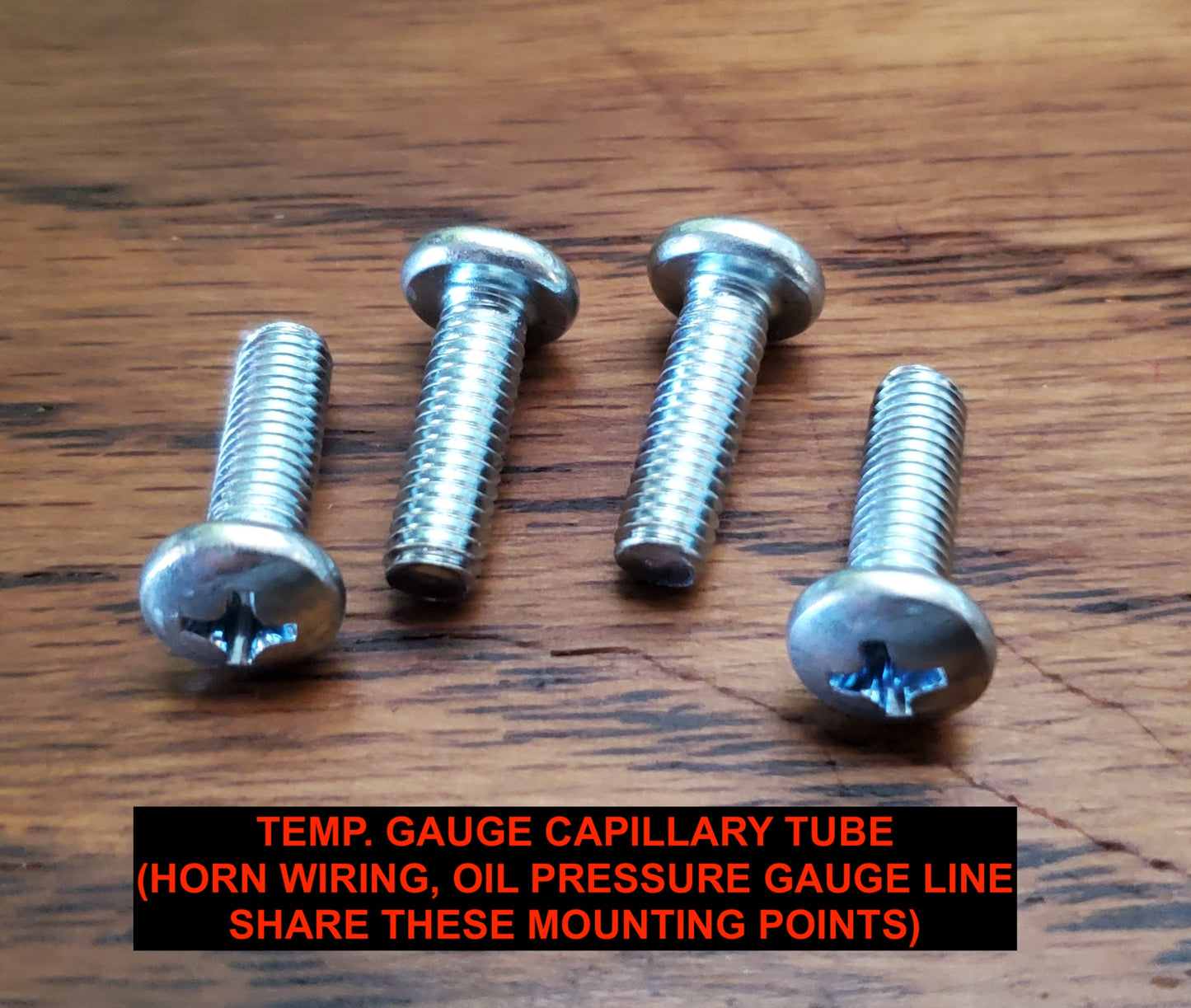 Bugeye under-bonnet screw kit (screws used to fasten hydraulic lines, windscreen washer line, temp gauge capillary tube, voltage regulator, fuse block, horn wiring, oil pressure gauge line)
