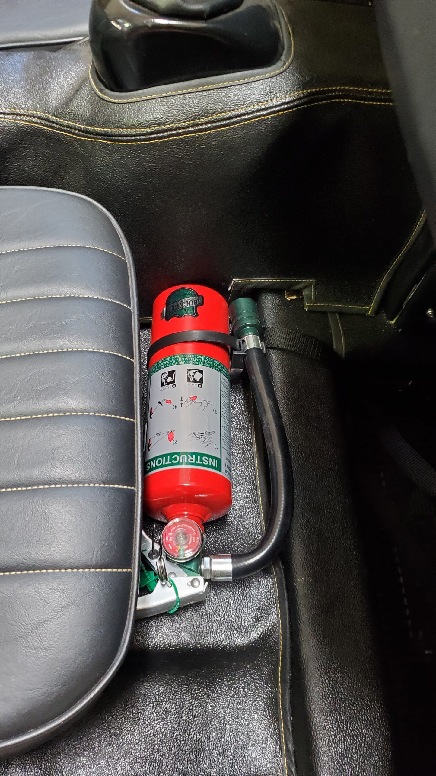 2.5 lb. Halotron fire extinguisher, no residue left behind, safe to use for all Bugeye-related fires!