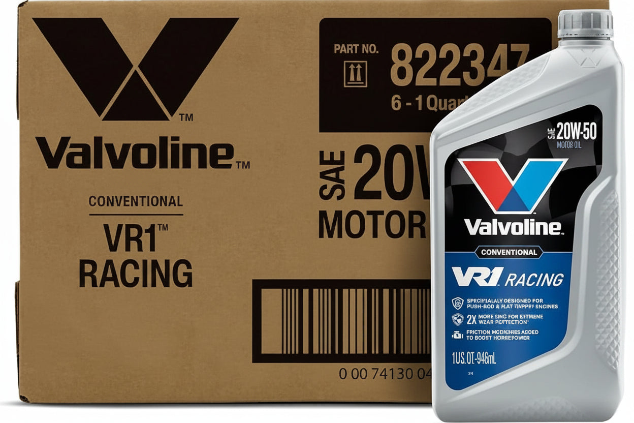 Valvoline VR-1 20w/50 motor oil with Zinc (sold in cases of 6 quarts)