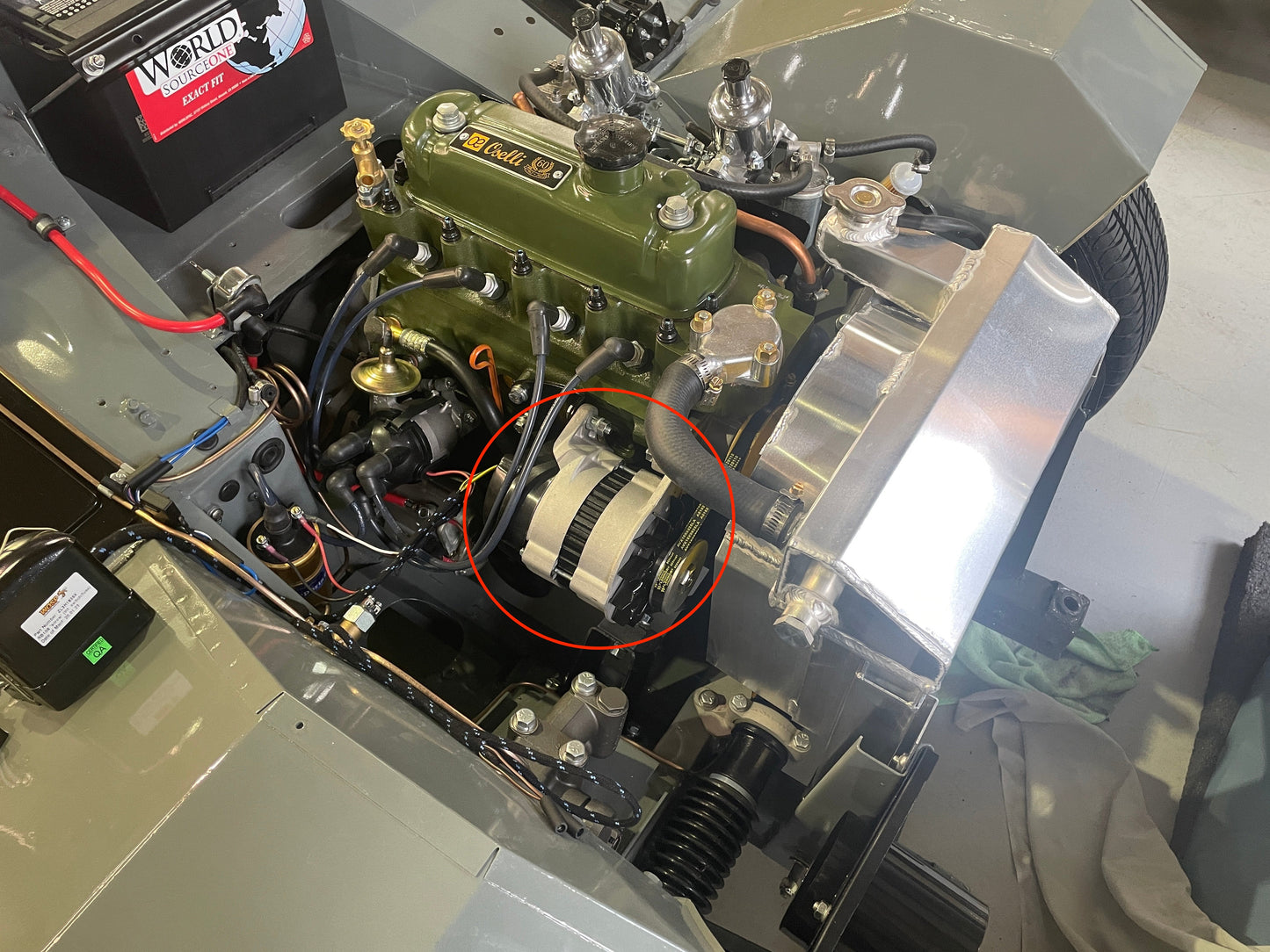 Sprite/Midget Alternator Conversion Kit, with Pulley Installed (Bugeye thru 1971)