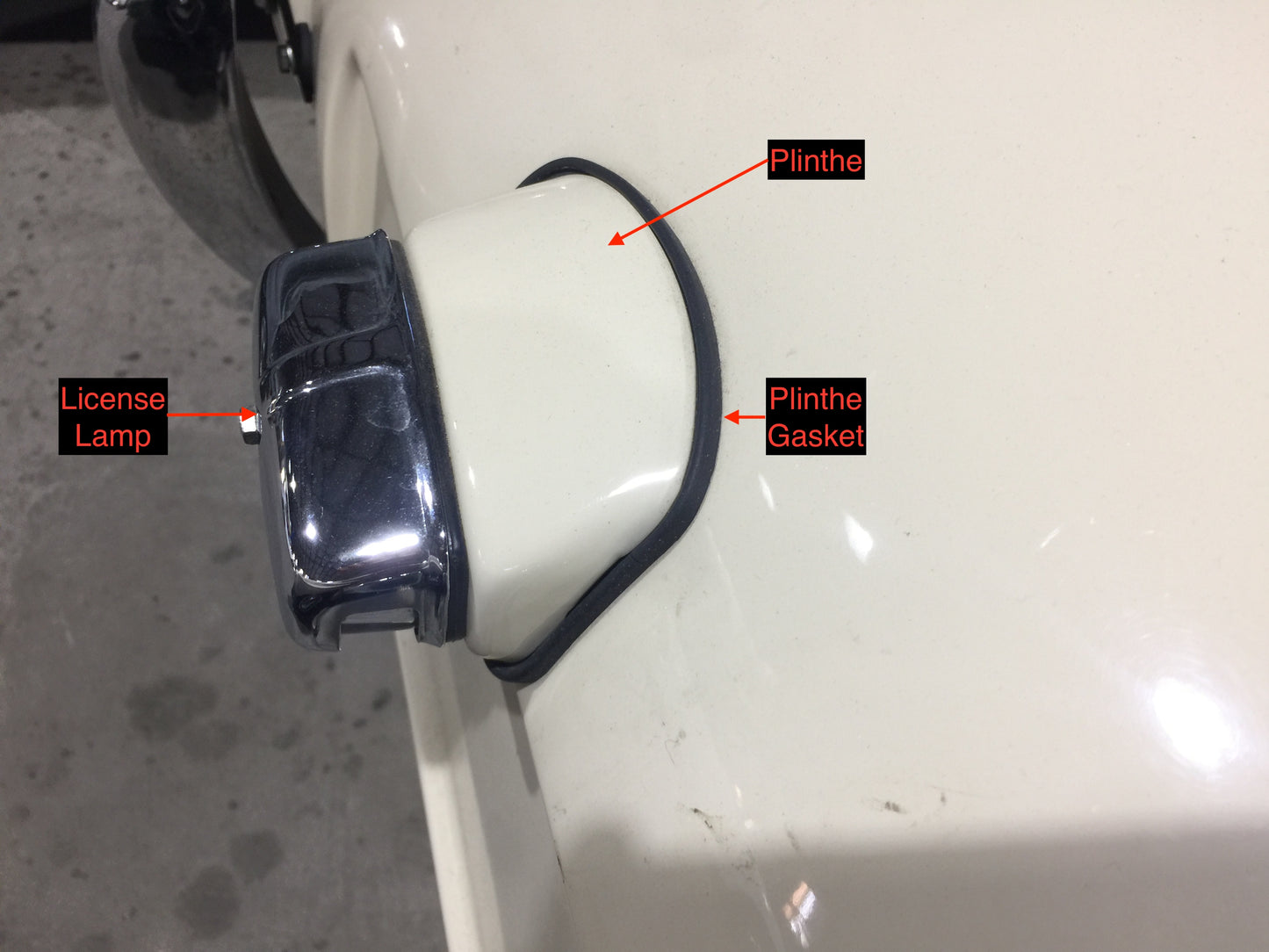 Correct Bugeye license plate light plinth with mounting screws