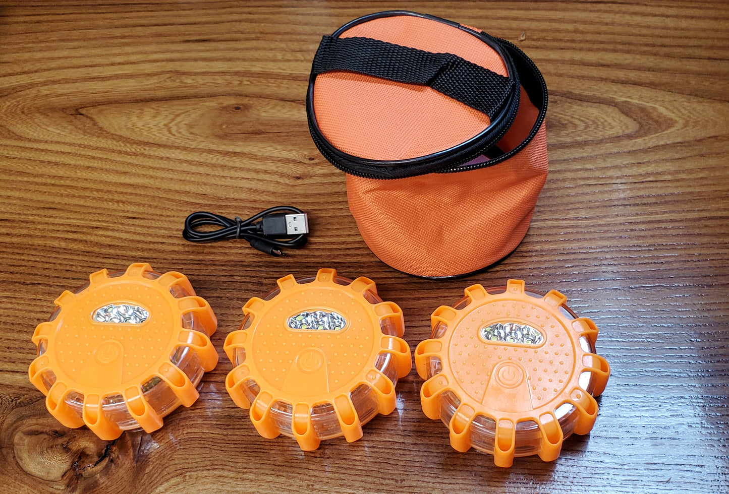 LED Rechargeable Magnetic Flashing Roadside Flare Kit (Set of 3)