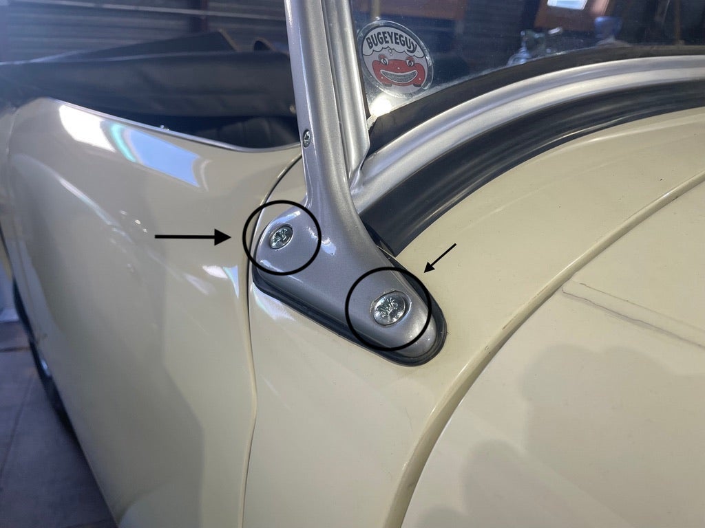 Windshield Stanchion to Body Hardware Kit - (Bugeye thru 1962)
