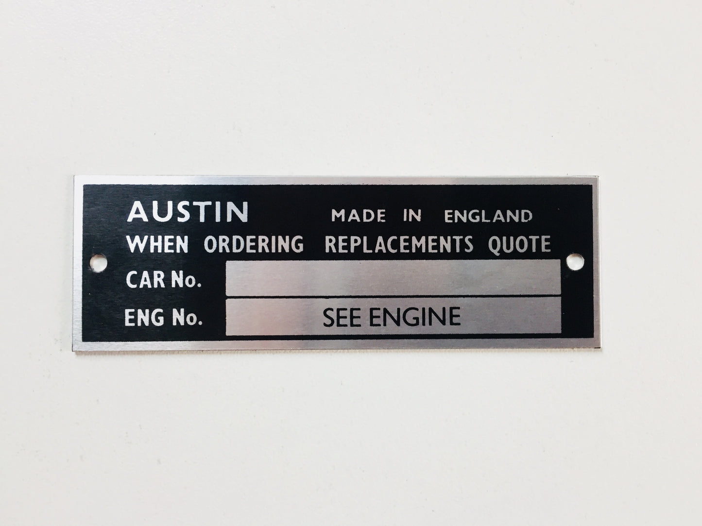 Austin Healey Sprite Stamped VIN plate - Bugeye