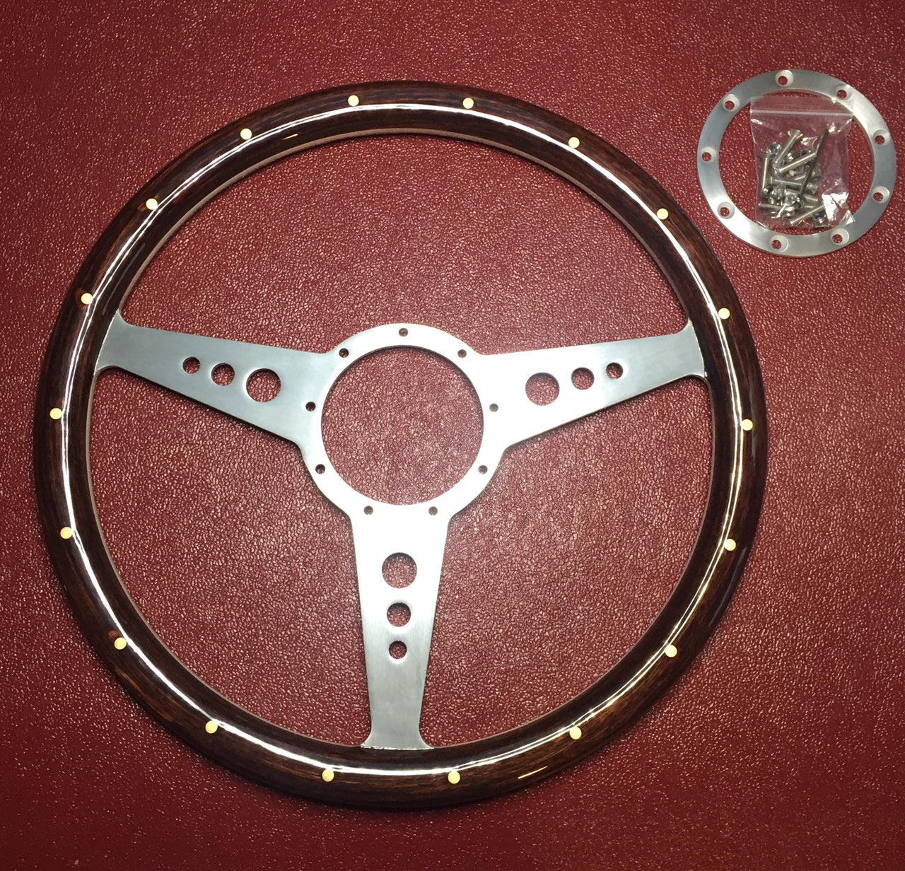 Austin Healey Sprite Thick and beefy dark wood wheel steering wheel Interior - Bugeye