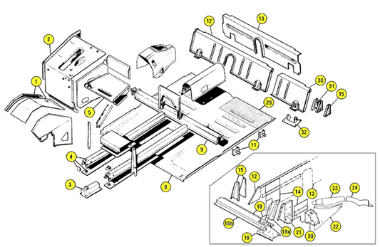 Austin Healey Sprite Footwell Repair Panel (Right Side)  - Bugeye