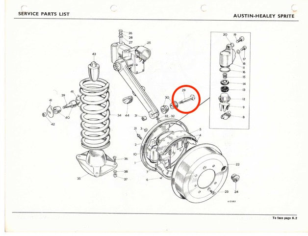 Front Shock/Trunnion Bolt (All Spridgets) (Sold Individually)