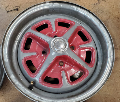 Set of four (4) 13" Rostyle wheels for Sprite/Midget with center caps