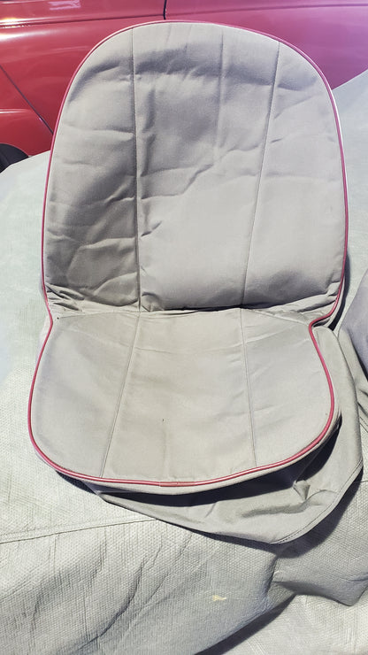 Custom zip-back protective seat covers, used (Gray with red piping) (Bugeye thru 1962)