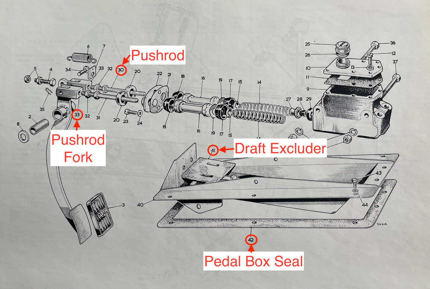 Brake & Clutch Pedal Draft Excluder (cars thru '66)
