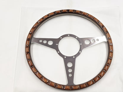 Austin Healey Sprite Big Bugeyeguy Thin Laminated Wood Steering Wheel - 14 Inch  - Bugeye