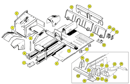 Austin Healey Sprite Floor repair panels Body Panels - Bugeye