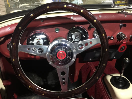Austin Healey Sprite Thick and beefy dark wood wheel steering wheel Interior - Bugeye